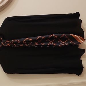 Network shirt with removable neck scarf. Black and Tan